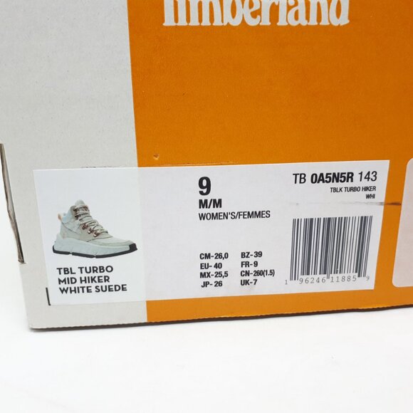 Timberland TBL Turbo Mid Hiker Hiking Boot Shoe White Suede Womens Size 9 US NEW - Picture 10 of 12